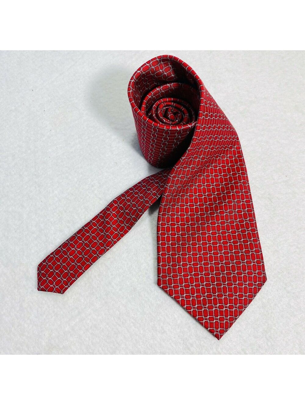 Bijoux Terner Tie RED Blue White Geometric Silk Necktie Ties Designer